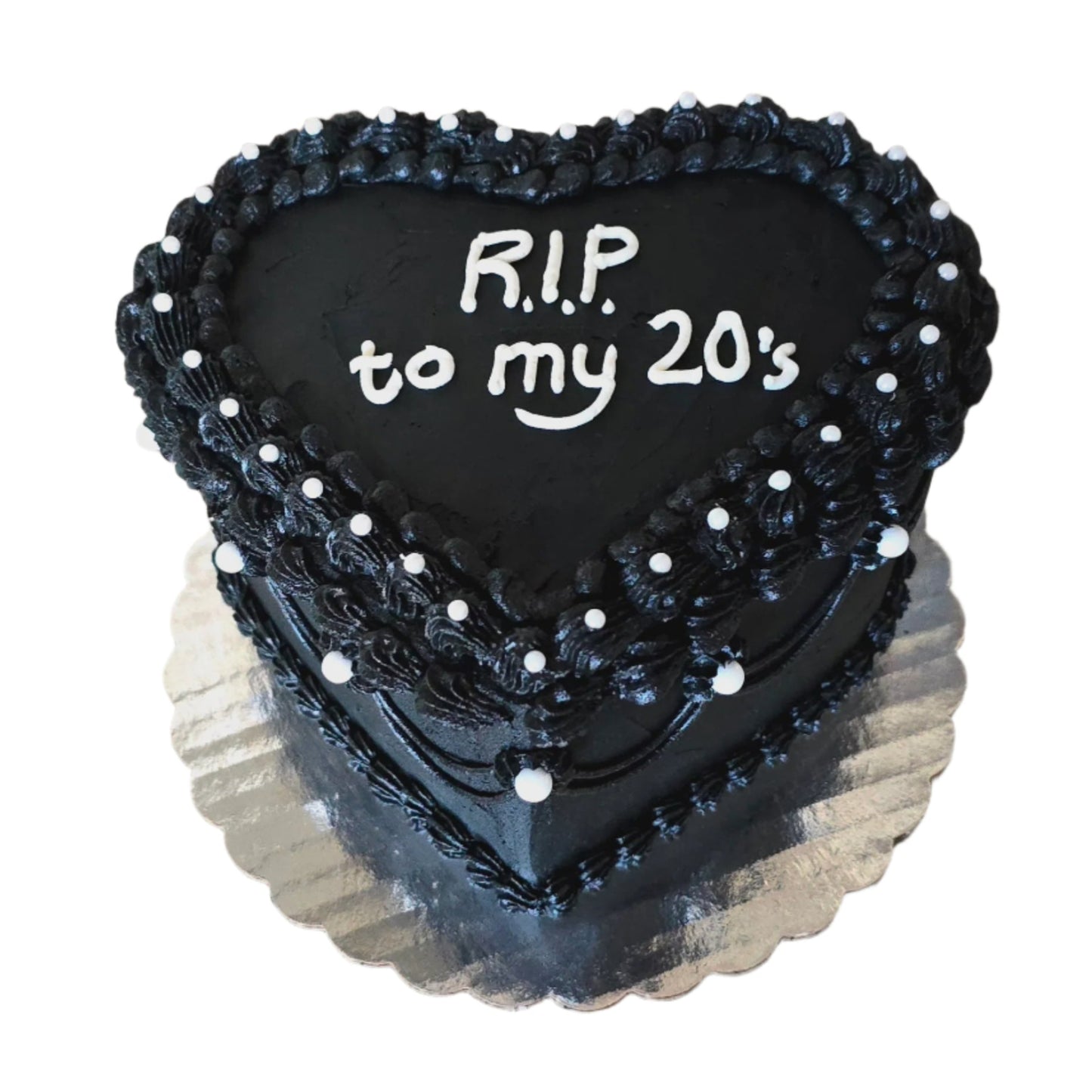 R.I.P to my 20's vintage-style black heart cake custom ordered at Cake Hoopla in Tigard, near Portland.