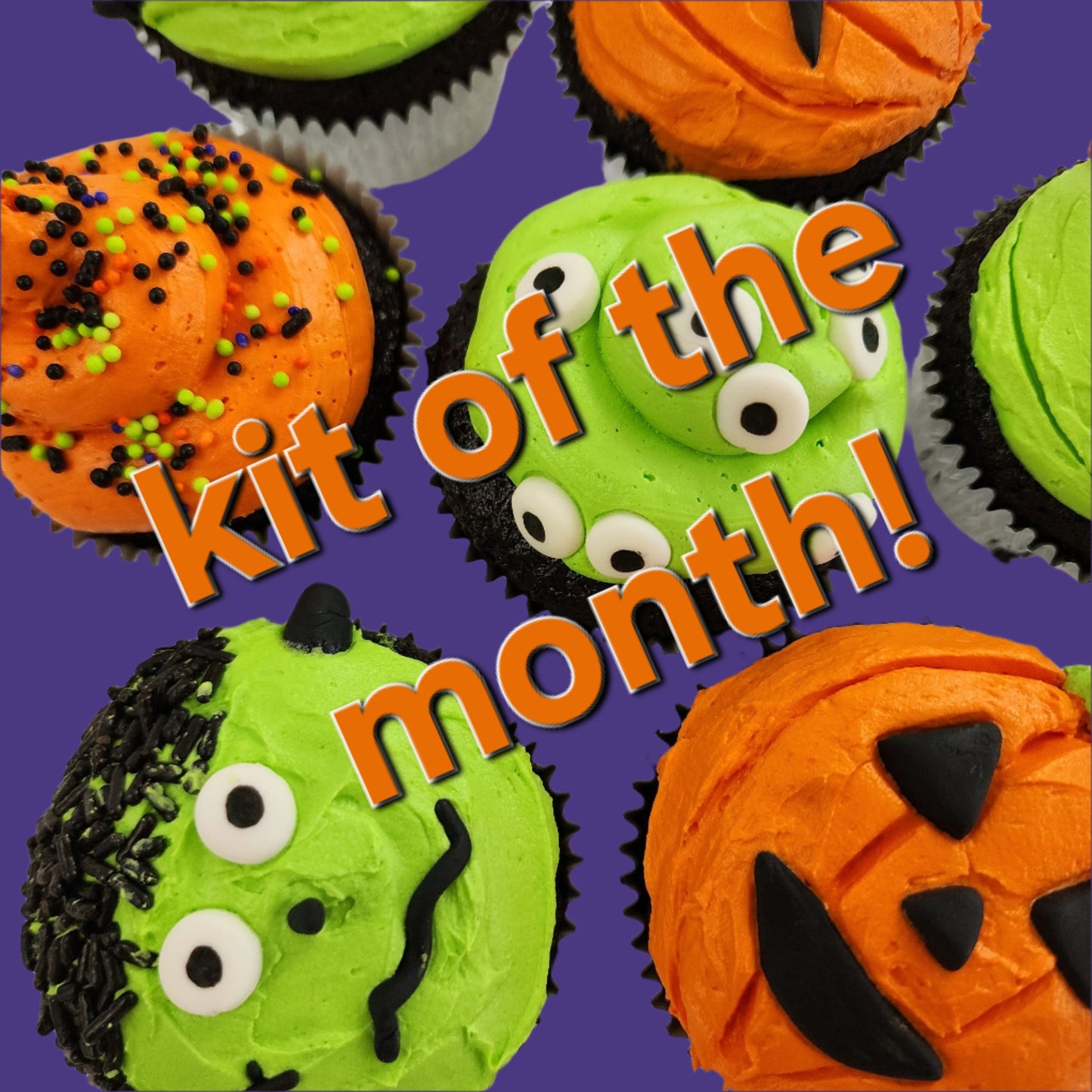 DIY cupcake kit at Cake Hoopla to make Frankenstein monsters, jack o' lanterns, and spooky blobs.