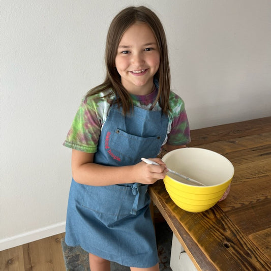 Kids Unisex Blue Denim Apron