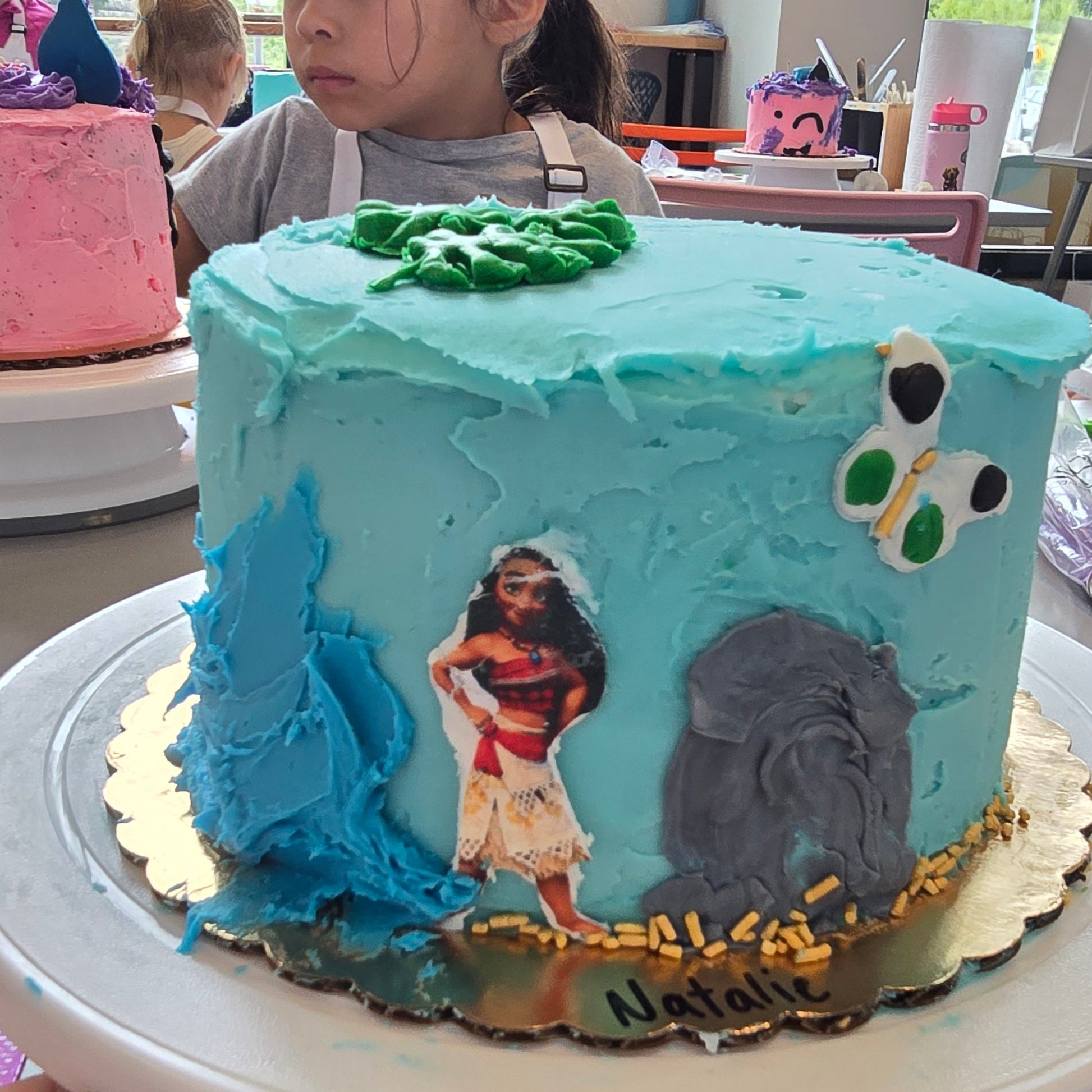 Ocean, princess, Moana cake made by summer cake camper at Cake Hoopla.