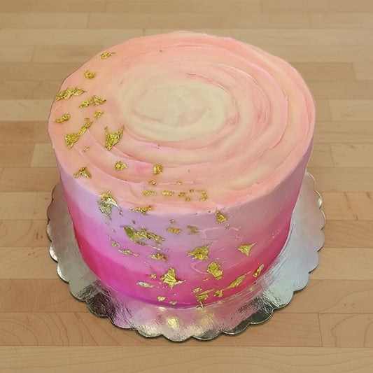 Pink ombre cake decorated at a DIY cake-decorating class at Cake Hoopla in Tigard, near Portland.