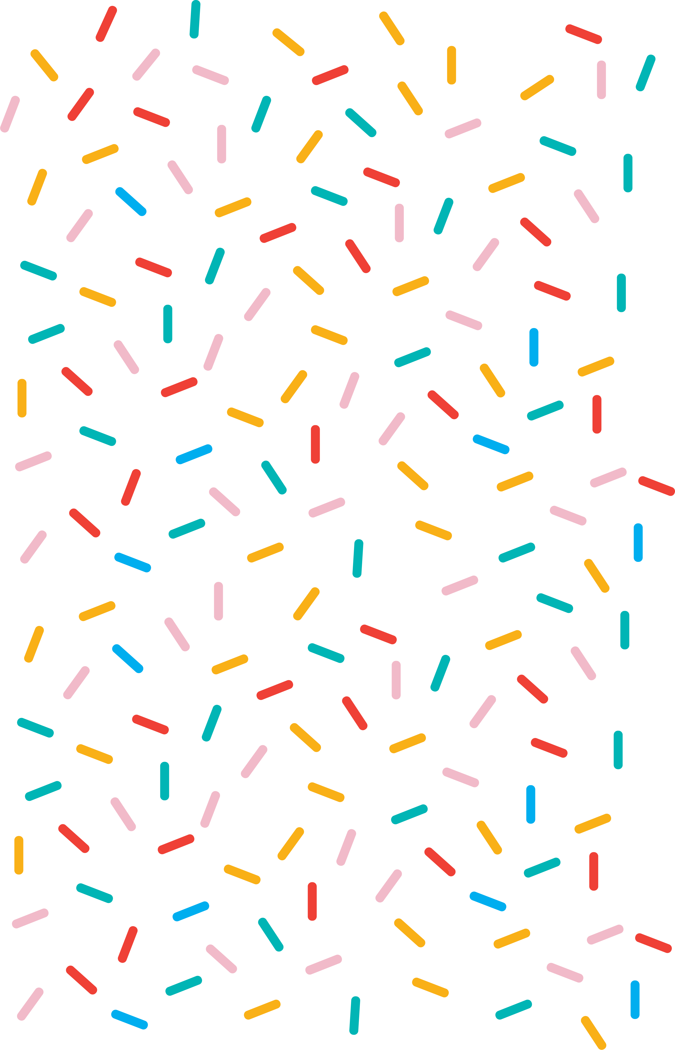 Pattern of colorful sprinkles on a white background